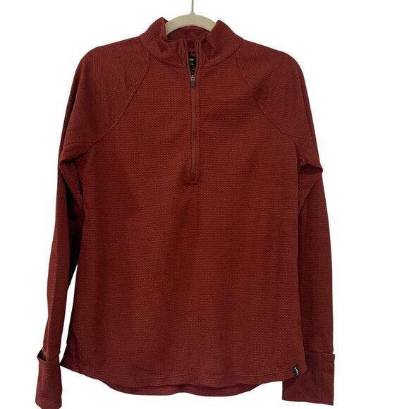 Prana Burgundy Long Sleeve Half Zip Wool Wensley Top Size S - Picture 2 of 12